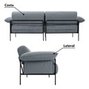 Ver imagem 5 de Sofá Living Modular Industrial 2 Lugares Basileia 240cm Yescasa Veludo Tx Cinza Grafite