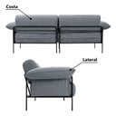 Ver imagem 5 de Sofá Living Modular Industrial 2 Lugares Basileia 240cm Yescasa Veludo Tx Cinza Grafite