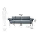 Ver imagem 4 de Sofá Living Modular Industrial 2 Lugares Basileia 240cm Yescasa Veludo Tx Cinza Grafite