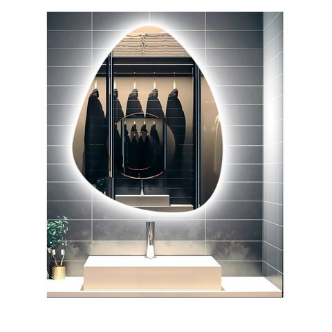 Espelho orgânico decorativo iluminado com led frio 80x90cm