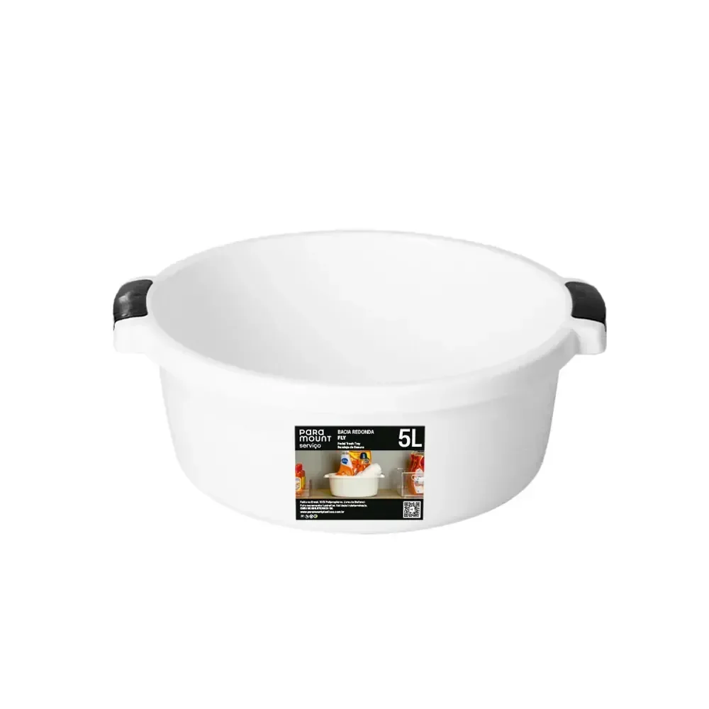 Bacia Redonda Plástica 5l Branca – Lavanderia e Limpeza