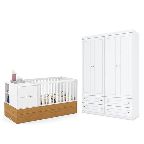 Berço Americano Multifuncional Formare Branco Freijó - Matic e guarda Roupa Infantil Americano 4 por