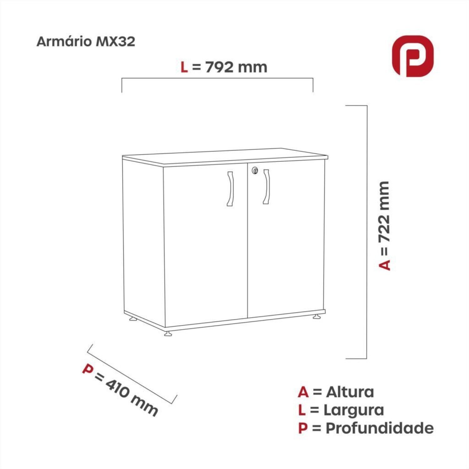 Armário para Escritório Baixo 2 Portas com Chave Maxxi  - 4