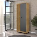 Ver mais imagens de Guarda Roupa Casal Modena com 6 Portas com Cômoda Cannes 5 Gavetas e Armário Multiuso Versatile Carv