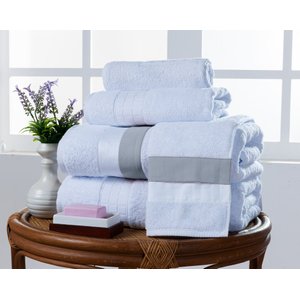 Jogo de Banho Laisa 5Pçs Tecido Egípcio 100% Algodão Branco/Cinza