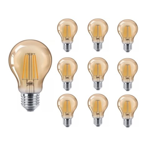 Kit 10 Lâmpada de Filamento Led A60 4w Âmbar 2200k Bivolt Retrô Vintage