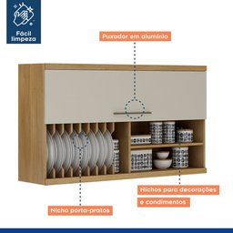 Armário Porta Basculante 120cm Tarantela Valdemóveis Cinamomo/Off White - 3