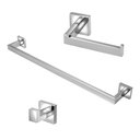 Ver imagem 1 de Kit Acessórios para Banheiro Metal Cromado Quadrado 3 Peças