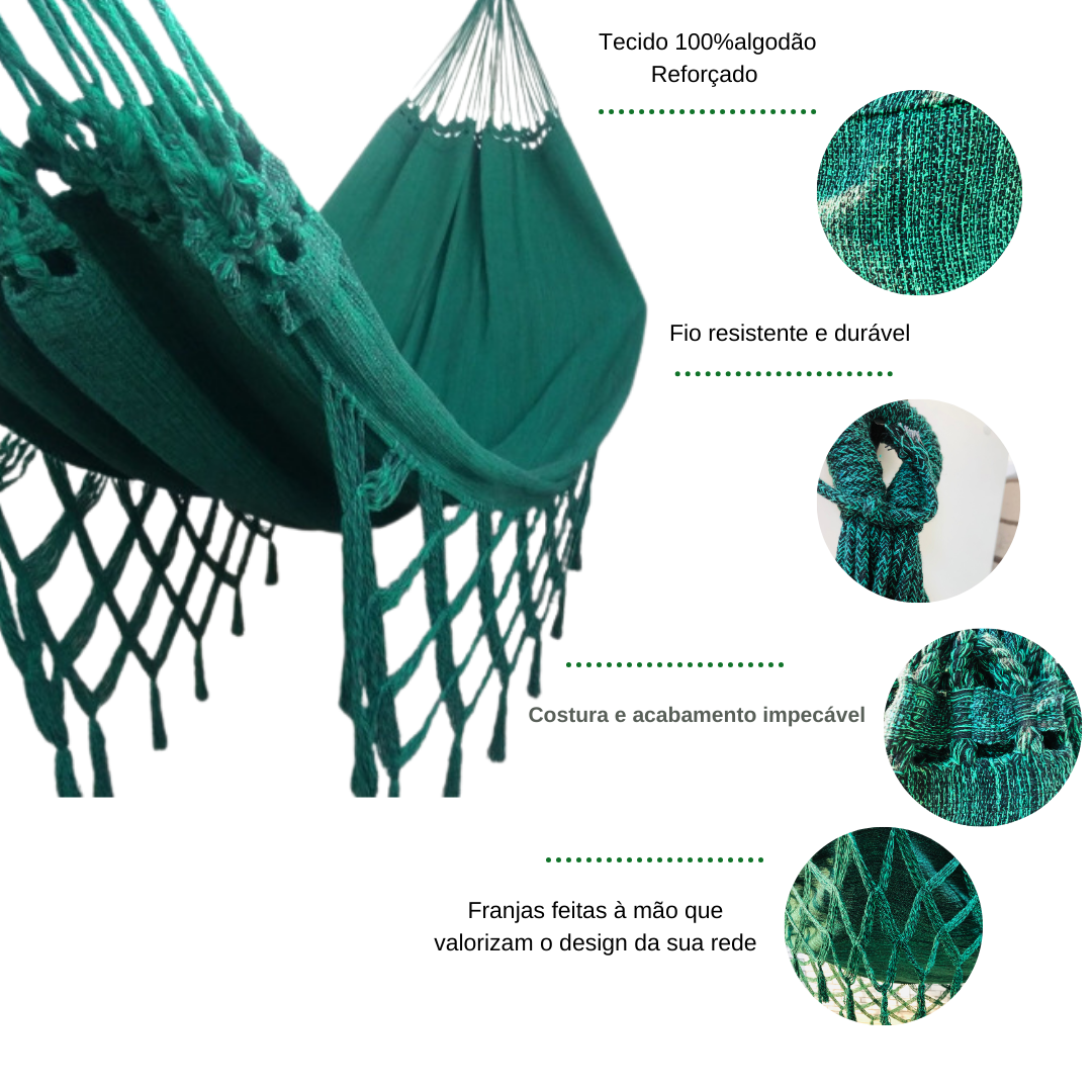 Rede de Dormir Casal Balanço de Algodão Reforçada 4 Metros Suporta 200kg - 3