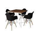 Ver imagem 6 de Mesa Jantar Industrial Quadrada 90Cm Amêndoa Base V Ferro Branco C/4 Poltronas Pretas Cor: Amendoa
