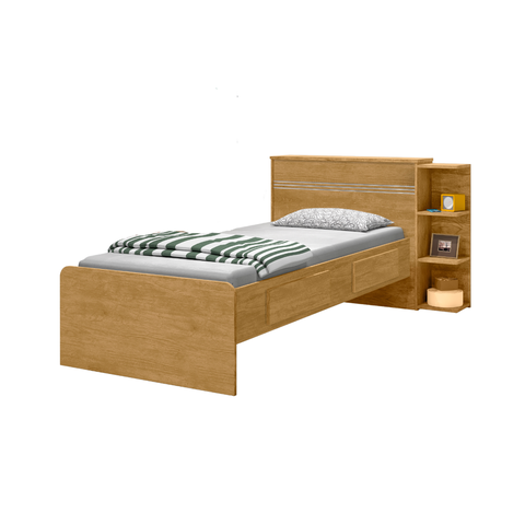 Cama Baú Cabeceira com Tampo de Abrir Acomoda Colchão 0,88m X 1,88m Jade - J&a Móveis:nature