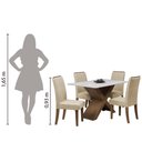 Ver imagem 6 de Conjunto de Mesa Sala de Jantar Tampo com Vidro Grécia 4 Cadeiras Off White / Bege / Cedro 1,36m