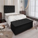 Ver imagem 2 de Kit Cabeceira e Calçadeira Baú Solteiro 0,90m Madrid Suede - Pallazio - Preto