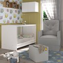 Ver imagem 2 de Berço 3 em 1 com Colchão Poltrona Puff e Armário Aéreo 2 Portas Multimóveis Mp4157 Branco/cinza