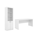 Ver imagem 1 de Escritório com Mesa para Computador Simples e Armário C/ Prateleiras 2 Portas Branco - Fdecor