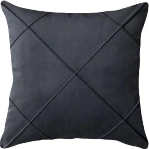 Capa de Almofada Suede Aveludada Drapeada 45x45cm Grafite
