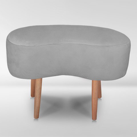 Puff Orgânico Curvo Decorativo Feijão Sala Luxo Tecido Suede:cinza Claro