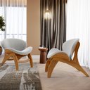 Ver imagem 2 de Kit 2 Poltronas Decorativa Orgânica Sala Living Kadosh L02 Bouclê Cinza - Lyam Decor