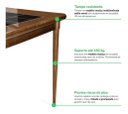 Ver imagem 4 de Mesa de Jantar Retangular 125x80cm Madeira Maciça 6 Lugares Sala Cozinha - Azulejo Preto - Natural