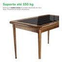 Ver imagem 3 de Mesa de Jantar Retangular 125x80cm Madeira Maciça 6 Lugares Sala Cozinha - Azulejo Preto - Natural