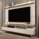 Ver imagem 1 de Rack com Painel para Tv até 72 Polegadas Vivare Wood New 3 Gavetas Off White/nature - Giga Móveis