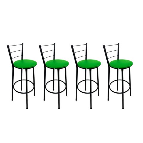 Kit 4 Banquetas Alta Preta Cozinha Gourmet Americana Balcão:verde