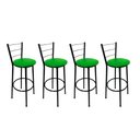 Ver imagem 1 de Kit 4 Banquetas Alta Preta Cozinha Gourmet Americana Balcão:verde