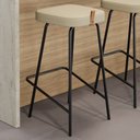 Ver imagem 2 de Banqueta Média para Cozinha Vik Estofada Linho Bege - Desk Design