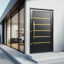 Ver imagem 2 de Porta Pivotante Alumínio Lambril Premium c/Pux.D.Elite Preto Gold 216x150 Brimak