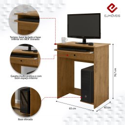 Mesa de Computador Prática 1 Gaveta - Ej Móveis:marrom - 9