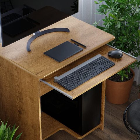 Mesa de Computador Prática 1 Gaveta - Ej Móveis:marrom