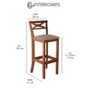 Ver imagem 3 de Kit 3 Banquetas Alta X Estofada 38x104Cm Ilha Encosto Madri Madeira Maciça Castanho Suede Bege - CCS