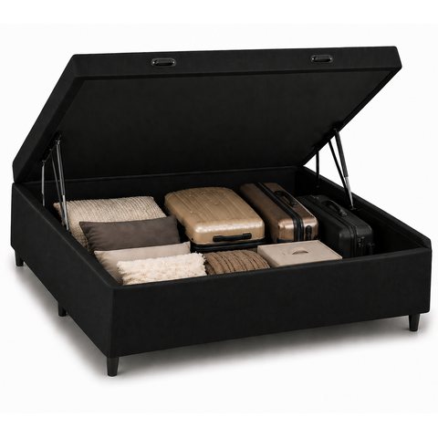 Base Box Baú Casal 138x188 Suede Preto