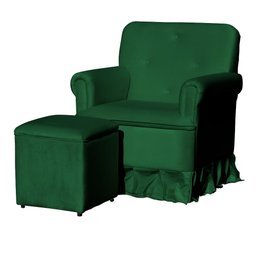 Poltrona Laura Amamentação Balanço Mais Puff - Quarto Bebê Amamentação - Veludo - Estopar Laura Mais - 1