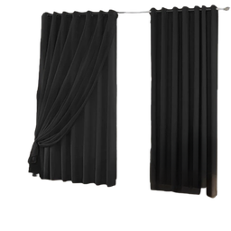 Cortina Blackout com voil 10,00x2,70 Para Trilho Duplo:Preto - 1