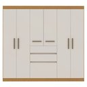 Ver imagem 4 de Guarda Roupa Casal 7 Portas 2 Gavetas Berna Cinamomo/Off White