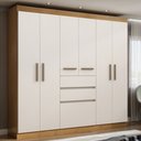 Ver imagem 1 de Guarda Roupa Casal 7 Portas 2 Gavetas Berna Cinamomo/Off White