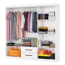 Ver imagem 3 de Guarda-roupa Solteiro Aurora 6 Portas 2 Gavetas com Espelho Branco - Carioca Móveis