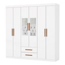 Ver imagem 2 de Guarda-roupa Solteiro Aurora 6 Portas 2 Gavetas com Espelho Branco - Carioca Móveis