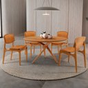 Ver imagem 1 de Sala de Jantar Mesa Ballare 135cm Tampo Laminado Redondo com 4 Cadeiras Malta