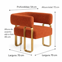 Ver mais imagens de Kit 02 Poltrona Cadeira Decorativa Sala Clinica Versátil Loy:bouclé Terra Cota