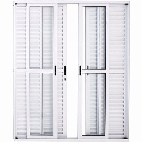 Porta de Correr Alumínio Branco Veneziana 06 Folhas Maxx - 210x180