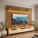 Ver imagem 1 de Rack com Painel para TV para 90 Polegadas com LED 100% MDF com Pés em Madeira Maciça