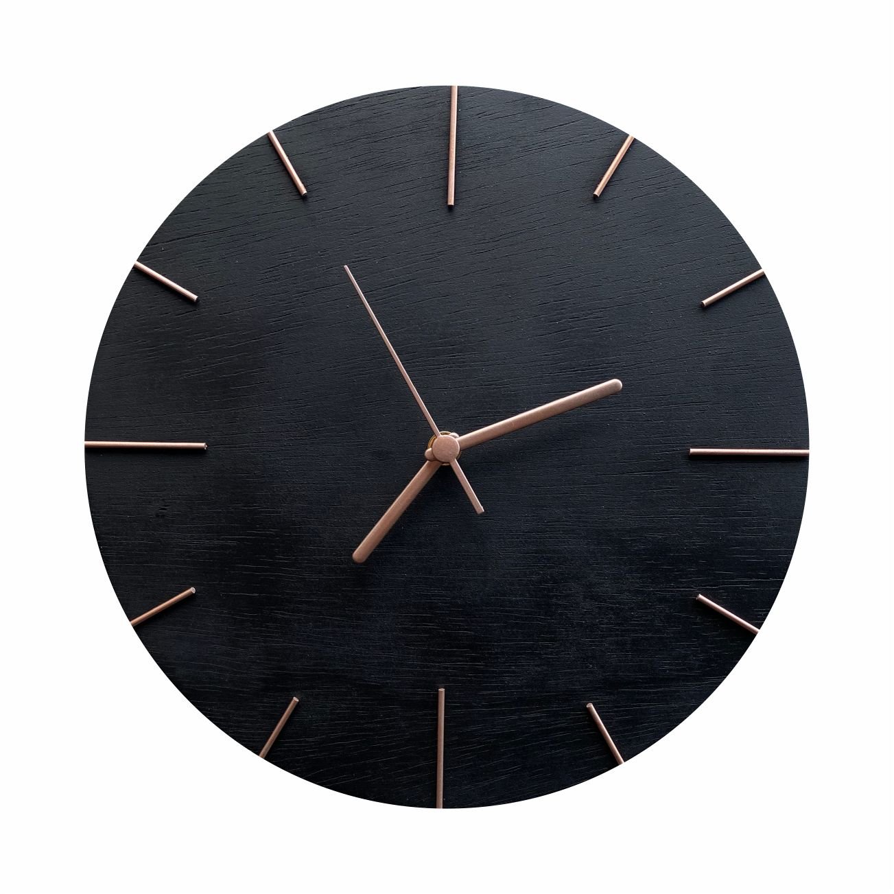 Relógio de Parede Preto Fosco com Ponteiros em Rose Gold 30cm - 1