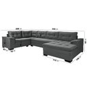 Ver imagem 3 de Sofá Viena 3 Lugares com Chaise e Canto Suede Cinza 380 Premium Plus Império