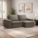 Ver imagem 1 de Sofá 3 Lugares Retrátil Reclinável para Sala 205cm Malfati F04 Veludo Marrom Claro - Lyam Decor