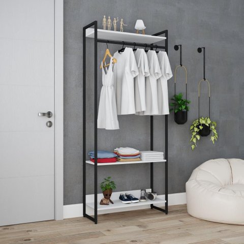 Estante Closet Arara c/03 Prateleiras Dynamica 80 cm Est.Preta