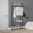 Ver imagem 1 de Estante Closet Arara c/03 Prateleiras Dynamica 80 cm Est.Preta