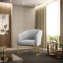 Ver imagem 2 de Poltrona Stella Suede Cinza Base Industrial Dourada - D’Rossi