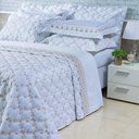 Ver imagem 1 de Kit Cobre Leito Colcha Garland Super King 100% Algodão 400 Fios Acetinado Bordado 5 Peças - Branco